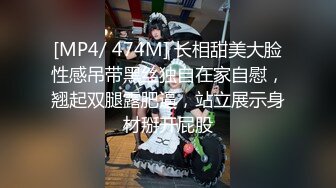 [MP4/ 474M] 长相甜美大脸性感吊带黑丝独自在家自慰，翘起双腿露肥逼，站立展示身材掰开屁股